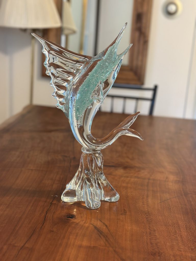 glass marlin sculpture